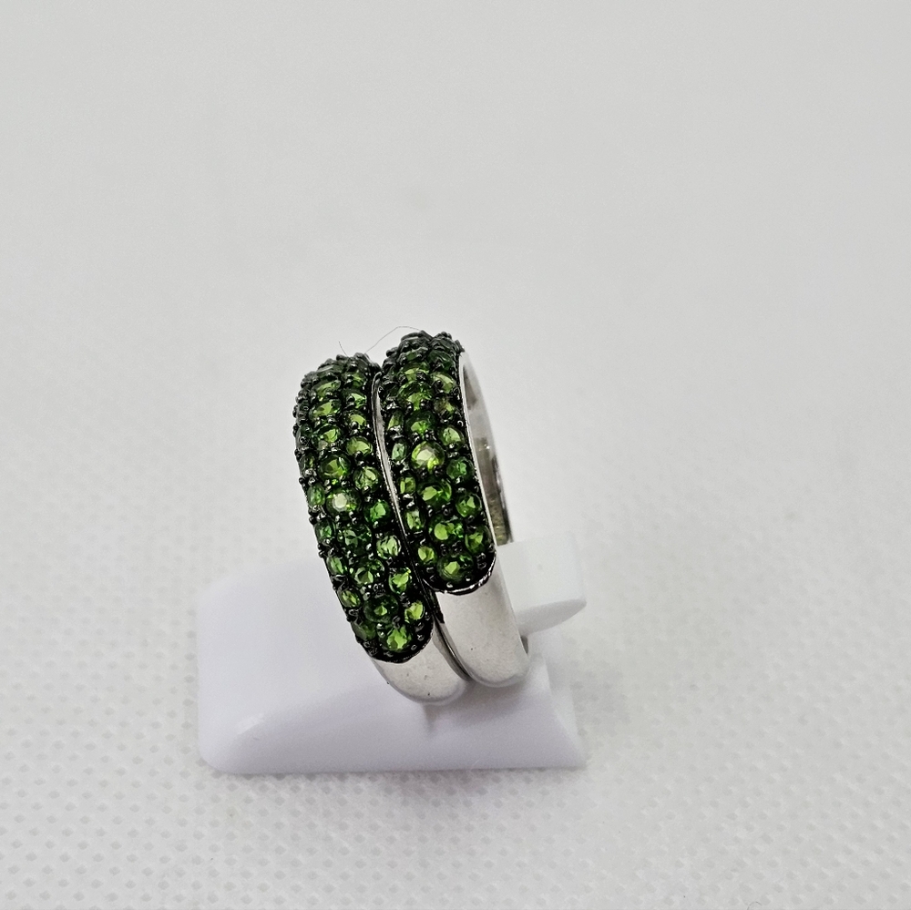 Genuine Two Chrome Diopside Rings Sterling Silver Size 8 - Picture 6 of 10